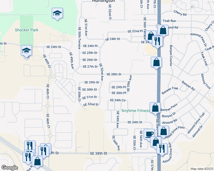 map of restaurants, bars, coffee shops, grocery stores, and more near 2950 Southeast 53rd Court in Ocala