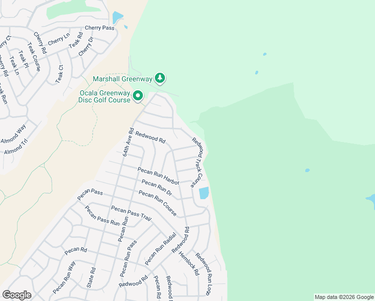 map of restaurants, bars, coffee shops, grocery stores, and more near 8 Redwood Track Radial in Ocala