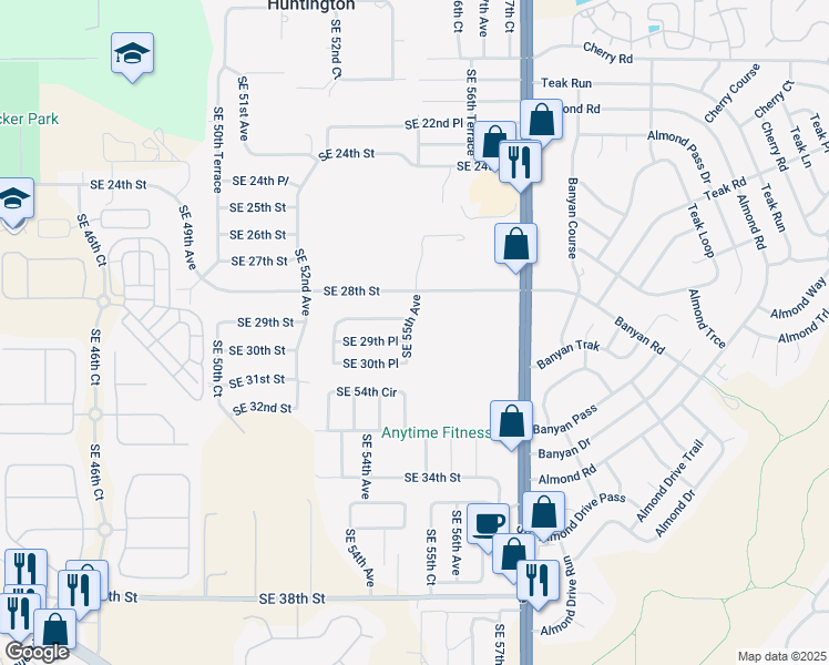 map of restaurants, bars, coffee shops, grocery stores, and more near 2985 Southeast 55th Avenue in Ocala