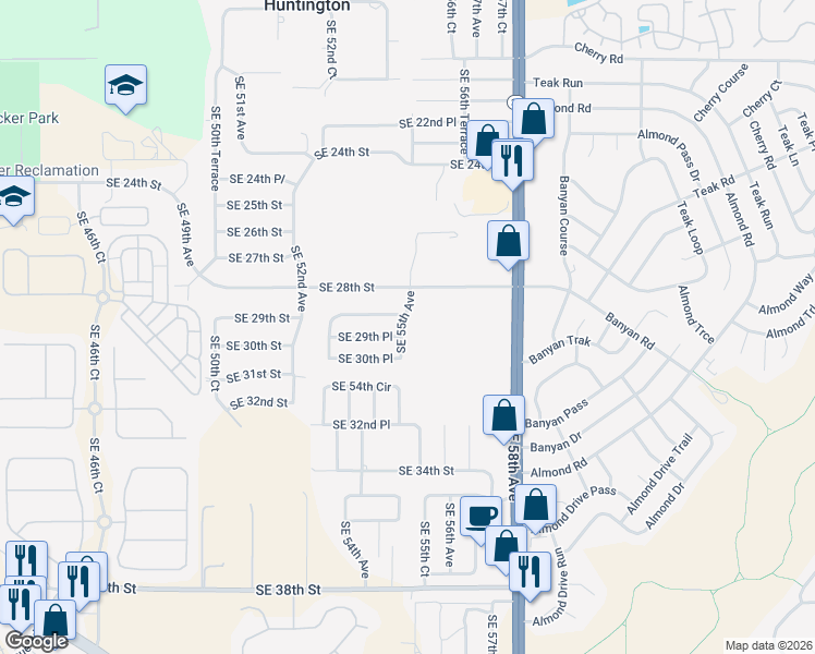 map of restaurants, bars, coffee shops, grocery stores, and more near 2985 Southeast 55th Avenue in Ocala