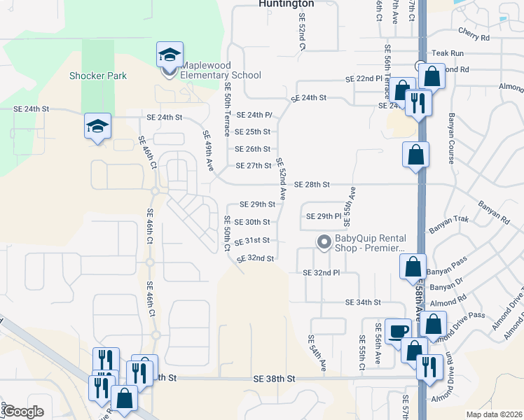 map of restaurants, bars, coffee shops, grocery stores, and more near 5131 Southeast 30th Street in Ocala