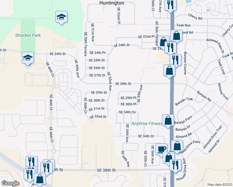 map of restaurants, bars, coffee shops, grocery stores, and more near 2921 Southeast 52nd Avenue in Ocala