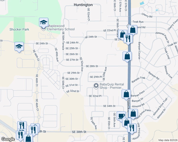 map of restaurants, bars, coffee shops, grocery stores, and more near 5340 Southeast 28th Street in Ocala