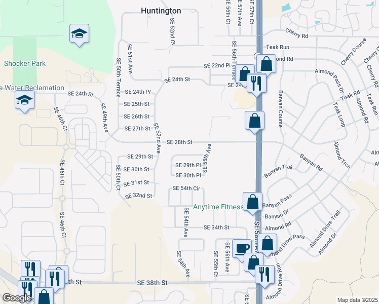 map of restaurants, bars, coffee shops, grocery stores, and more near 5405 Southeast 28th Lane in Ocala