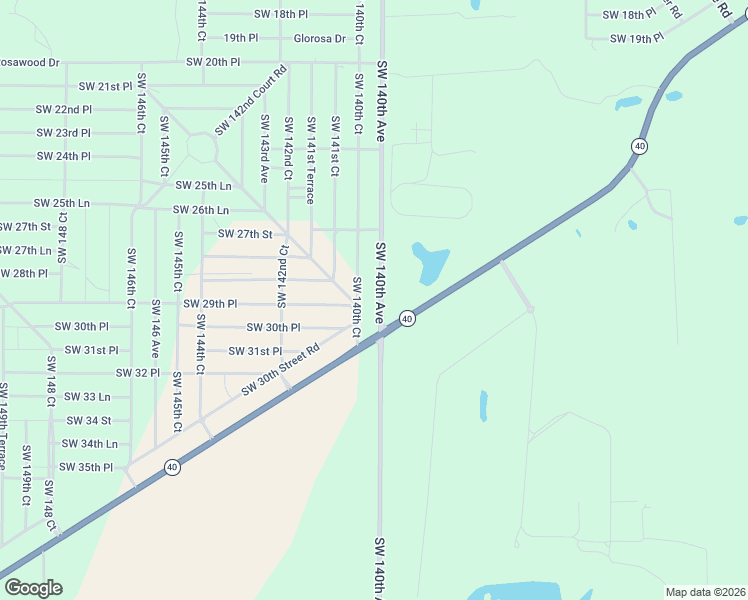 map of restaurants, bars, coffee shops, grocery stores, and more near 2974 Southwest 140th Avenue in Ocala