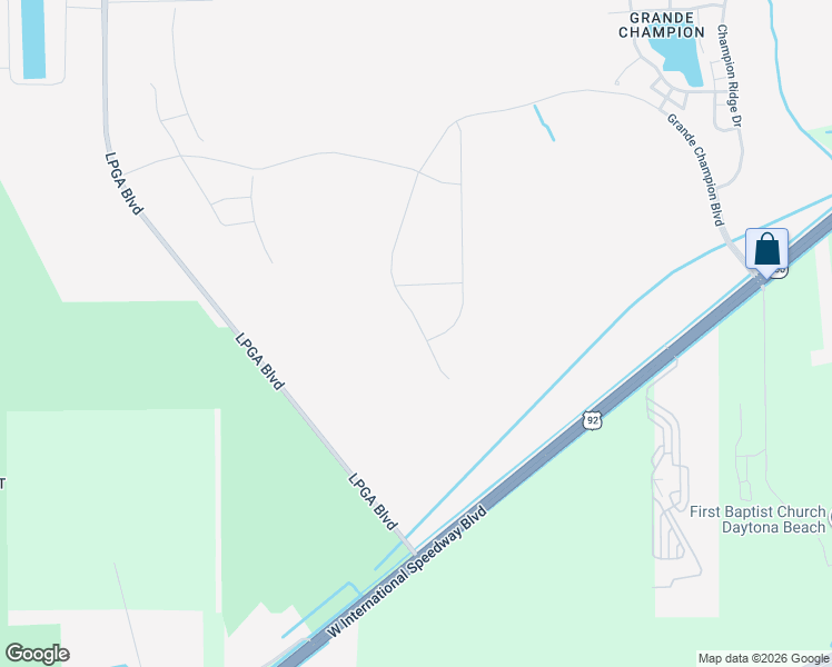 map of restaurants, bars, coffee shops, grocery stores, and more near 4302 Lpga Boulevard in Daytona Beach