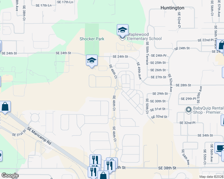 map of restaurants, bars, coffee shops, grocery stores, and more near 4636 Southeast 28th Street in Ocala