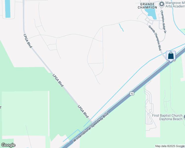 map of restaurants, bars, coffee shops, grocery stores, and more near 4302 Lpga Boulevard in Daytona Beach