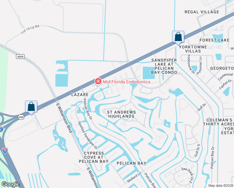 map of restaurants, bars, coffee shops, grocery stores, and more near 116 Water Turkey Court in Daytona Beach