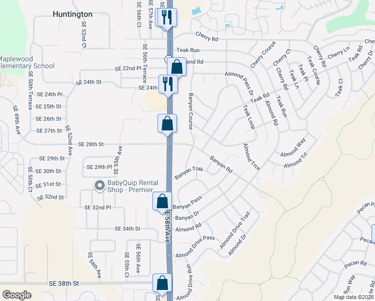 map of restaurants, bars, coffee shops, grocery stores, and more near 8 Banyan Road in Ocala