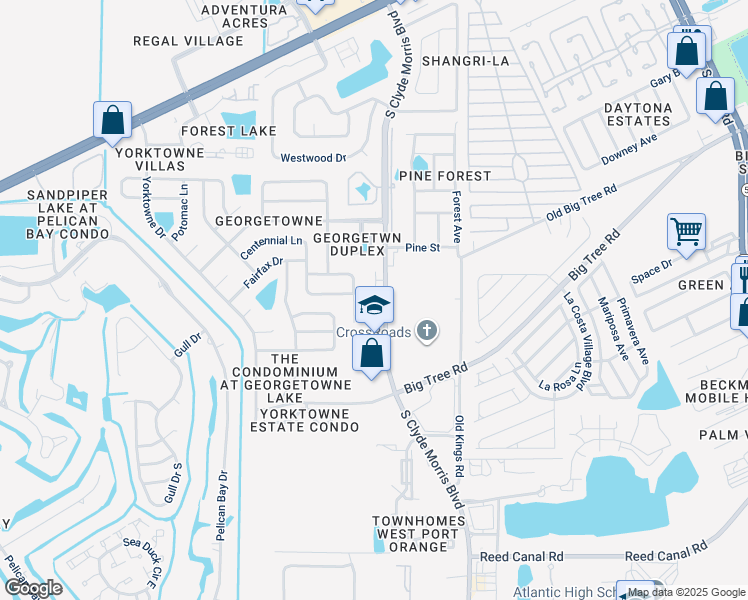 map of restaurants, bars, coffee shops, grocery stores, and more near in Daytona Beach