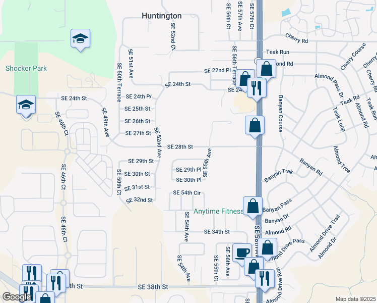 map of restaurants, bars, coffee shops, grocery stores, and more near 5450 Southeast 28th Street in Ocala