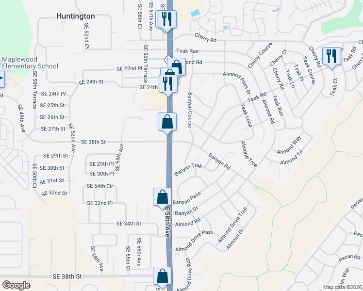 map of restaurants, bars, coffee shops, grocery stores, and more near 8 Banyan Road in Ocala