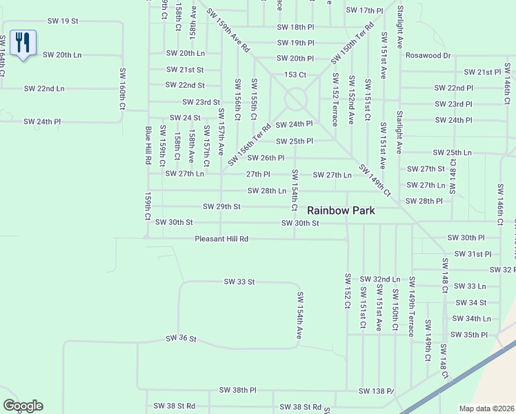 map of restaurants, bars, coffee shops, grocery stores, and more near 15481 Southwest 29th Street in Ocala
