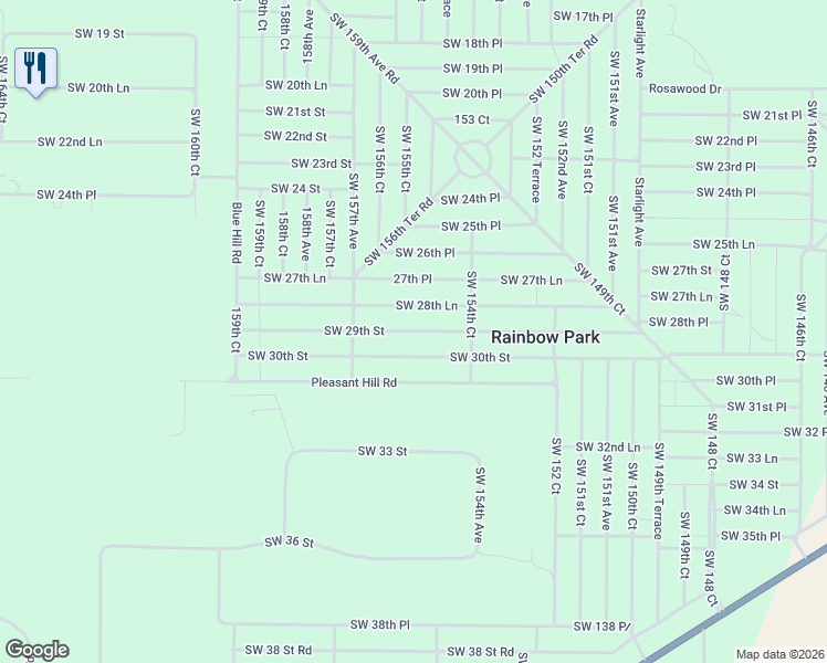 map of restaurants, bars, coffee shops, grocery stores, and more near 15481 Southwest 29th Street in Ocala