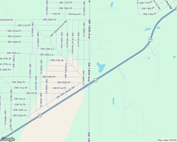 map of restaurants, bars, coffee shops, grocery stores, and more near 2974 Southwest 140th Avenue in Ocala