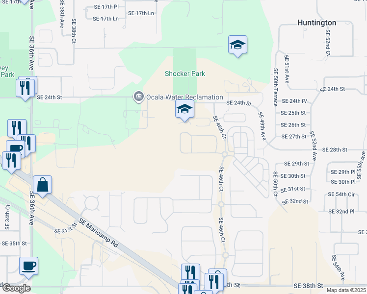 map of restaurants, bars, coffee shops, grocery stores, and more near 2721 Southeast 45th Avenue in Ocala