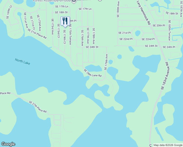map of restaurants, bars, coffee shops, grocery stores, and more near 2840 Southeast 177th Court in Silver Springs