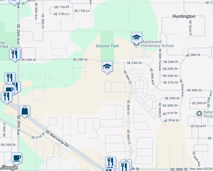 map of restaurants, bars, coffee shops, grocery stores, and more near 2640 Southeast 45th Avenue in Ocala