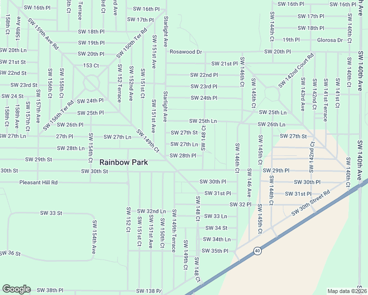 map of restaurants, bars, coffee shops, grocery stores, and more near 14950 Southwest 27th Lane in Ocala