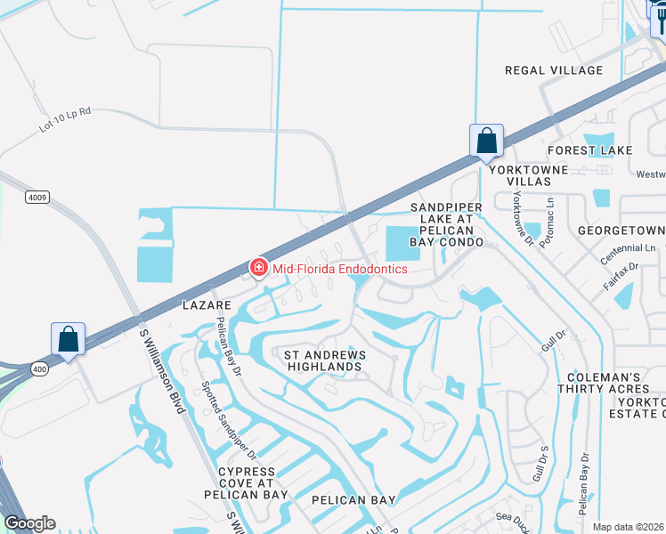 map of restaurants, bars, coffee shops, grocery stores, and more near 101 Chickadee Court in Daytona Beach