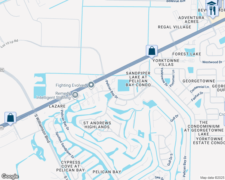 map of restaurants, bars, coffee shops, grocery stores, and more near 109 Golden Eye Drive in Daytona Beach