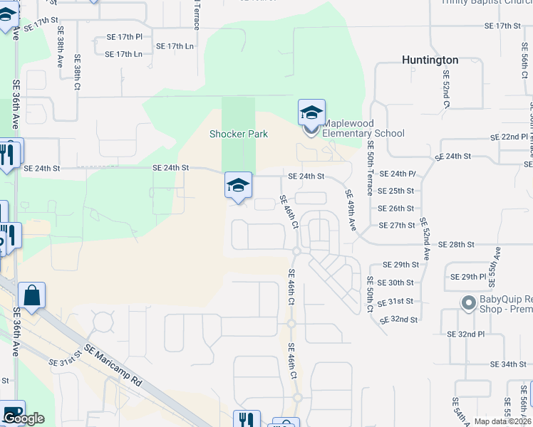 map of restaurants, bars, coffee shops, grocery stores, and more near 4541 Southeast 27th Street in Ocala
