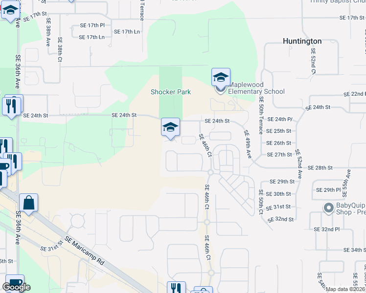 map of restaurants, bars, coffee shops, grocery stores, and more near 4541 Southeast 27th Street in Ocala