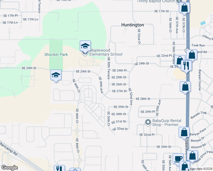 map of restaurants, bars, coffee shops, grocery stores, and more near 2679 Southeast 49th Avenue in Ocala