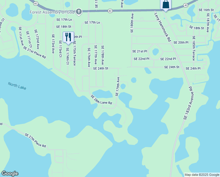 map of restaurants, bars, coffee shops, grocery stores, and more near 2650 Southeast 179th Avenue in Silver Springs