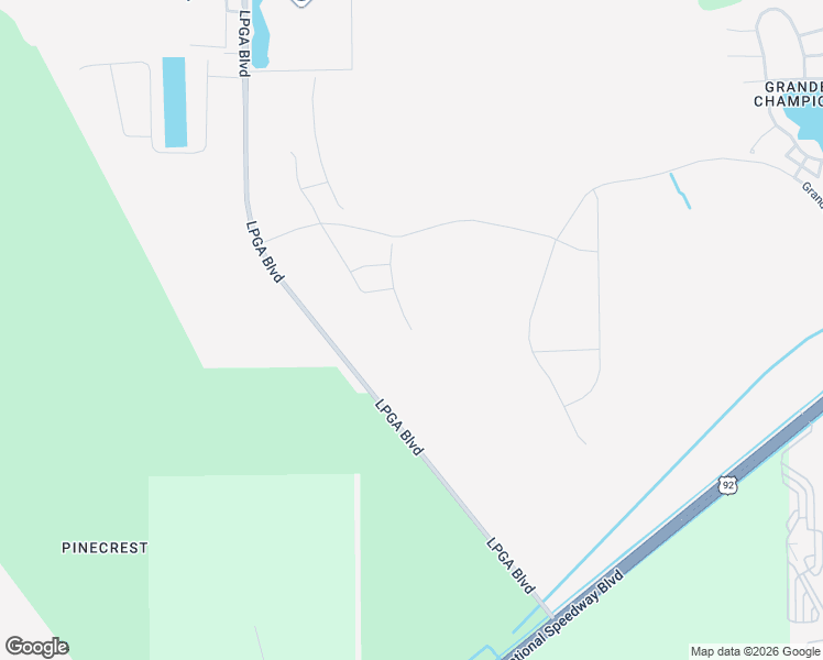 map of restaurants, bars, coffee shops, grocery stores, and more near 4171 Lpga Boulevard in Daytona Beach
