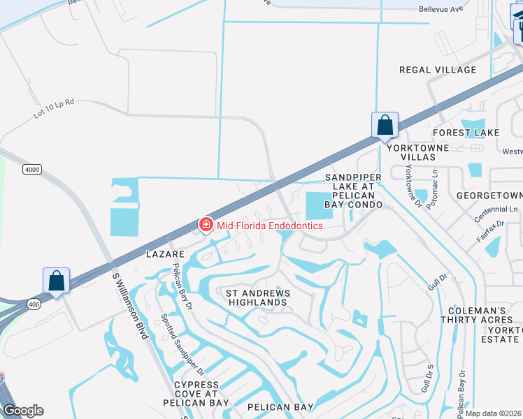 map of restaurants, bars, coffee shops, grocery stores, and more near 101 Chickadee Court in Daytona Beach