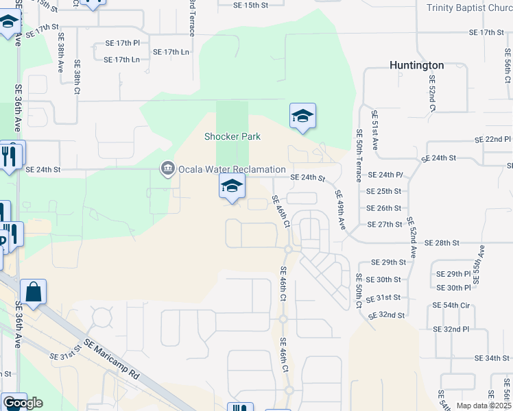 map of restaurants, bars, coffee shops, grocery stores, and more near 4540 Southeast 24th Street in Ocala