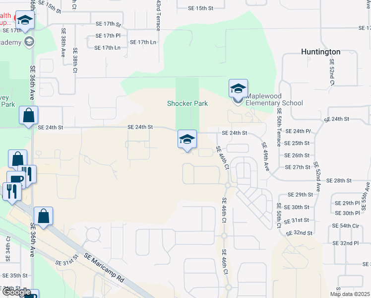map of restaurants, bars, coffee shops, grocery stores, and more near 2500 Southeast 44th Court in Ocala