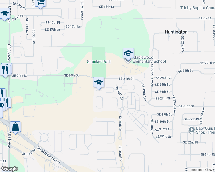 map of restaurants, bars, coffee shops, grocery stores, and more near 4540 Southeast 24th Street in Ocala