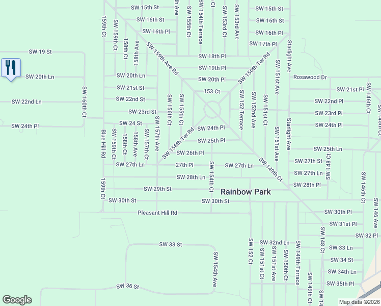 map of restaurants, bars, coffee shops, grocery stores, and more near 15388 Southwest 26th Place in Ocala