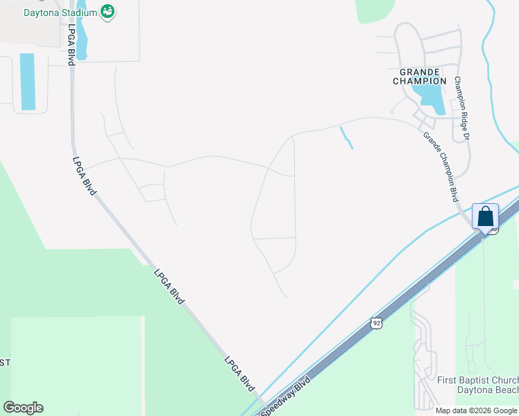 map of restaurants, bars, coffee shops, grocery stores, and more near 4218 Lpga Boulevard in Daytona Beach