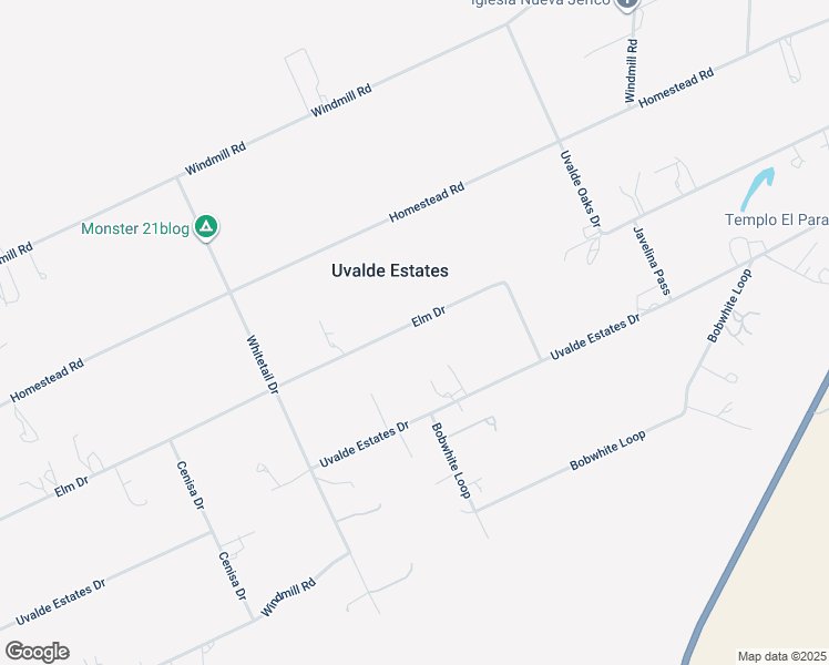map of restaurants, bars, coffee shops, grocery stores, and more near 453 Westward Trail in Uvalde