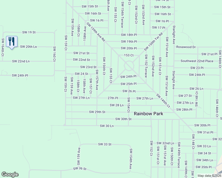 map of restaurants, bars, coffee shops, grocery stores, and more near 15388 Southwest 26th Place in Ocala