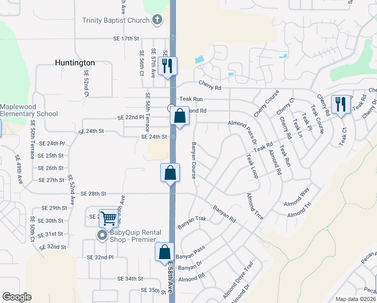 map of restaurants, bars, coffee shops, grocery stores, and more near 2501 Southeast 58th Avenue in Ocala