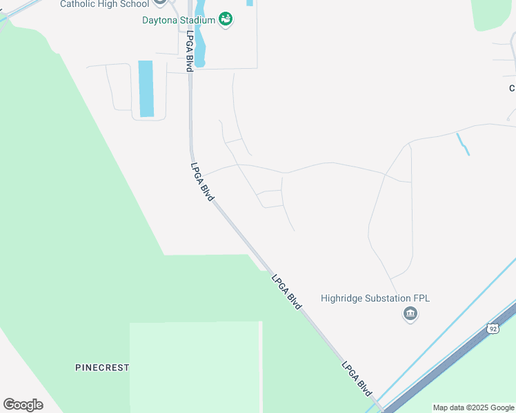 map of restaurants, bars, coffee shops, grocery stores, and more near 3879-4467 Lpga Boulevard in Daytona Beach
