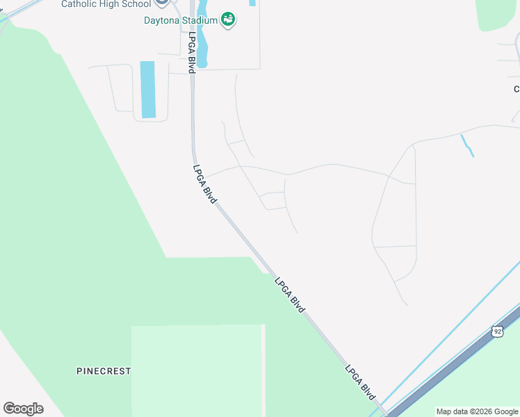 map of restaurants, bars, coffee shops, grocery stores, and more near 3879-4467 Lpga Boulevard in Daytona Beach