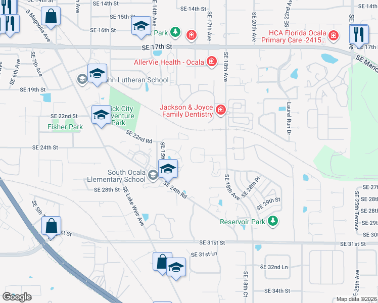 map of restaurants, bars, coffee shops, grocery stores, and more near 2405 Southeast 16th Avenue in Ocala