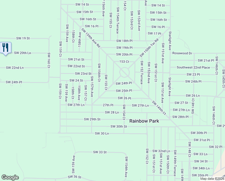 map of restaurants, bars, coffee shops, grocery stores, and more near Southwest 156th Ter Road in Ocala