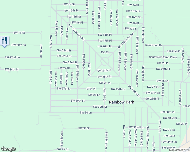 map of restaurants, bars, coffee shops, grocery stores, and more near Southwest 156th Ter Road in Ocala