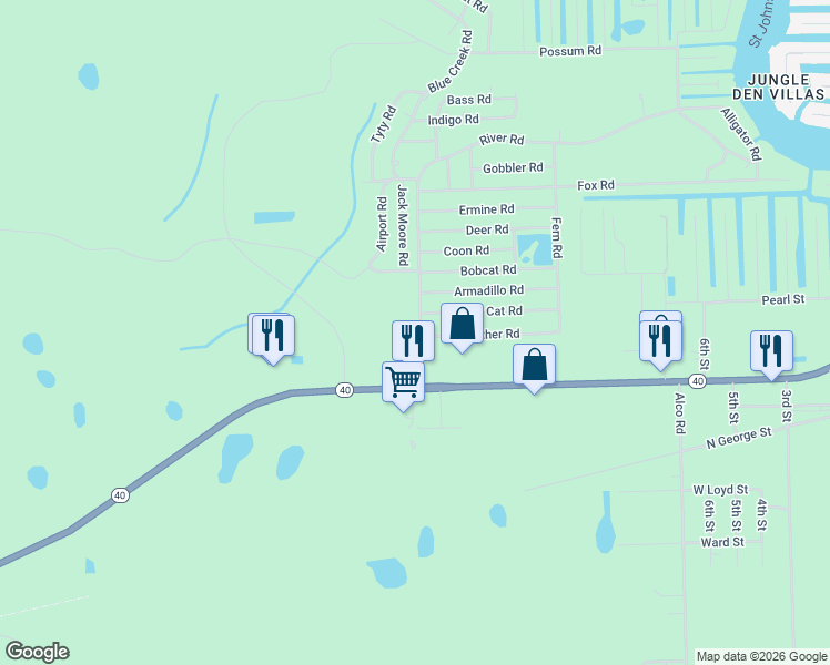 map of restaurants, bars, coffee shops, grocery stores, and more near 23805 River Road in Astor