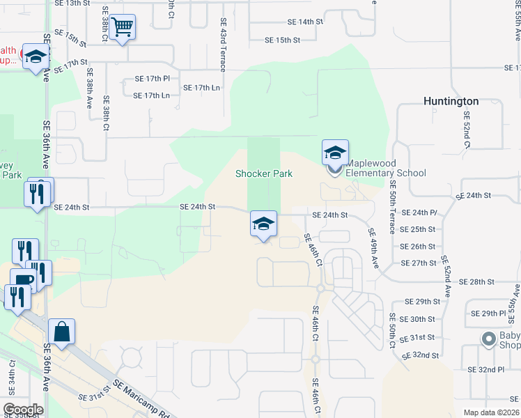 map of restaurants, bars, coffee shops, grocery stores, and more near 4127-4505 Southeast 24th Street in Ocala