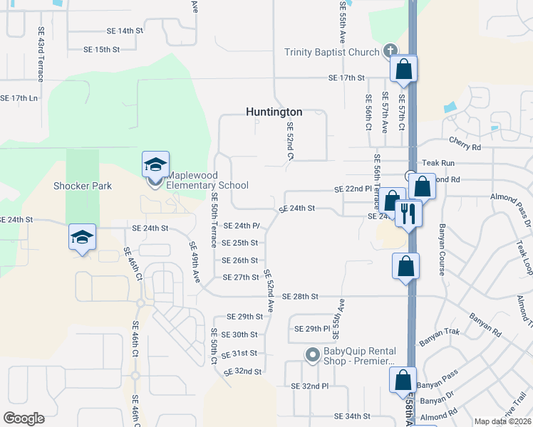 map of restaurants, bars, coffee shops, grocery stores, and more near 5246 Southeast 24th Street in Ocala