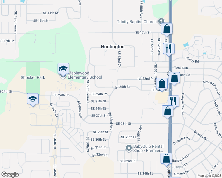 map of restaurants, bars, coffee shops, grocery stores, and more near 5246 Southeast 24th Street in Ocala