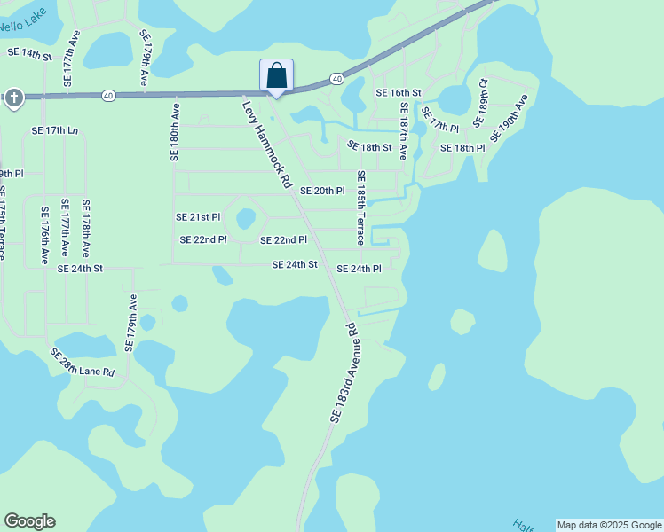 map of restaurants, bars, coffee shops, grocery stores, and more near 18489 Southeast 24th Place in Silver Springs